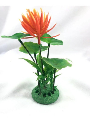 Planta Artificial Acuatica Pecera Adordo Con Base Flor