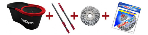 Kit Mop Trapeador Mágico M2 + Fibras De Limpieza De Color Gris Oscuro