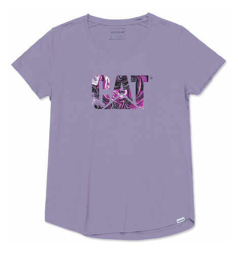 Remera Caterpillar Cat Logo Scoop Neck Purple Rose Sw Dama