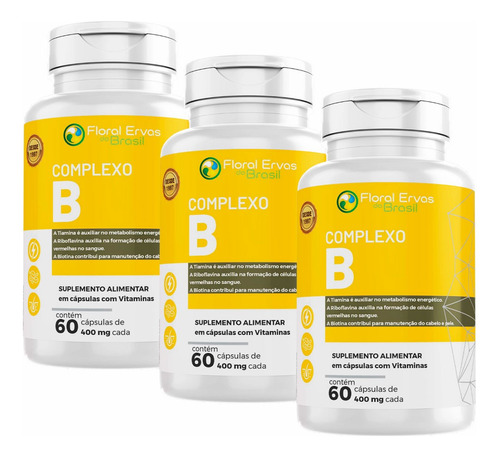 Kit 3x Vitaminas Complexo B - (60 Capsulas Cada) - Sabor Sem Sabor