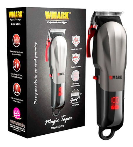 Maquina De Cabelo Wmark Recarregavel Display Digital Ng115