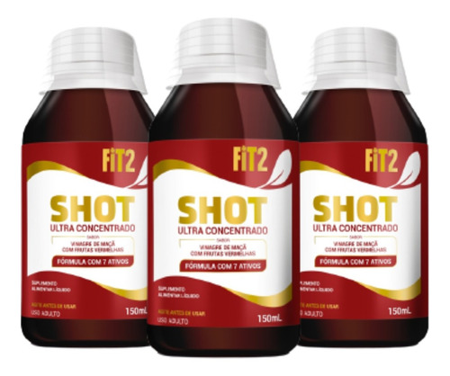 Shot Vinagre De Maçã Ultra Concentrado Fit2 Seca Barriga 3un