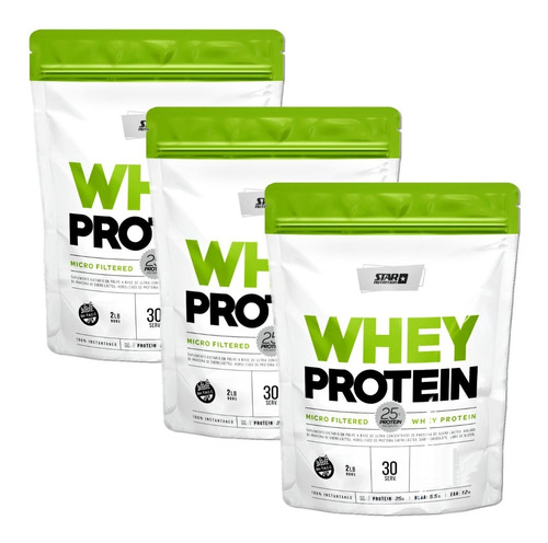 3 Whey Star Nutrition Proteina 907 Grs Con Aminoácidos
