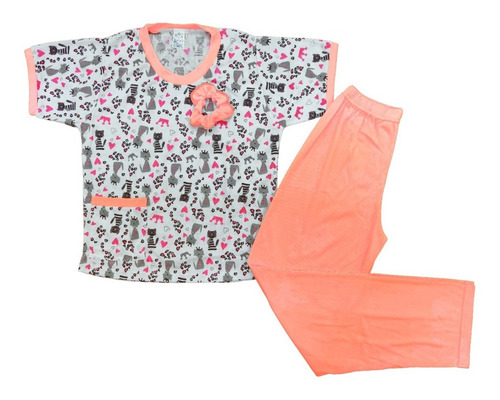 Pijama Algodón Dama Pantalón Largo Manga Corta