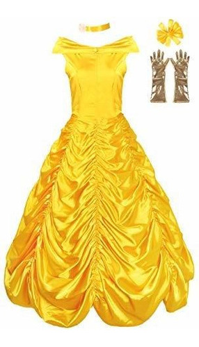 Jerrisapparel - Disfraz De Princesa Belle Para Mujer Vestido
