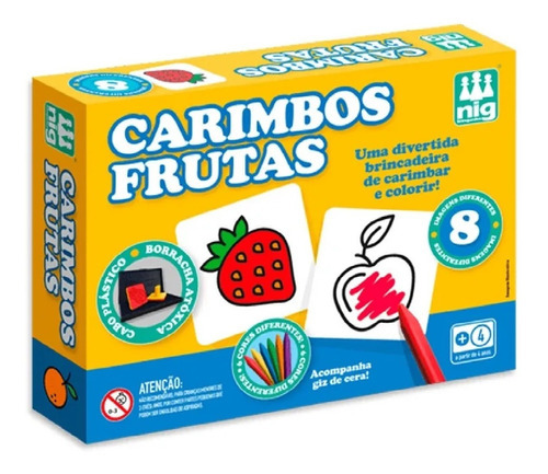 Brinquedo Educativo Carimbos Frutas Com Giz De Cera