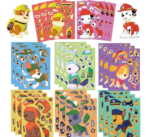 Pegatinas De Anime Con Rompecabezas De La Patrulla Canina, 8