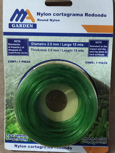 Nylon Desmalezadora Redondo 2mm 1.65mm Pack De 5u Garden