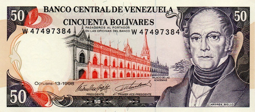 Billete 50 Bolívares 13 De Octubre 1998 Serial W8