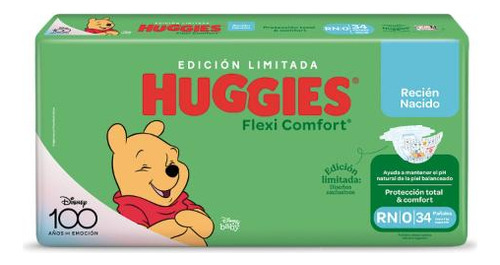 Pañal Huggies Flexi Comfort Para Recién Nacidos 34 Unidades