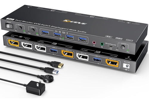 Conmutador Kvm Dp 8k, 8k/60 Hz, Ratón Compartido, Teclado, I