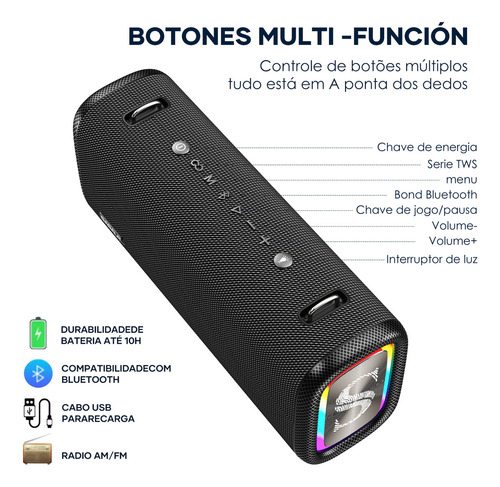 Caixas Bluetooth Sabala 120w Fm 20800mah Usb Ipx65 Cor Preto 220v