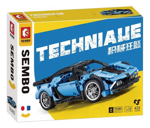 Bloques Sembo Supercar Azul Technic 1:18 433pzs Abs - Irion 