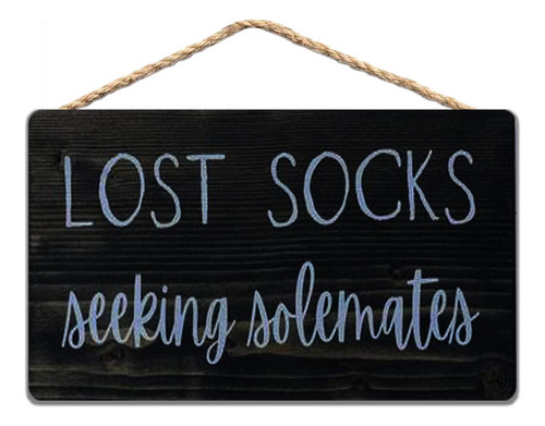 Lost Socks Seeking Solemate Letrero Madera Para Cuarto Pared