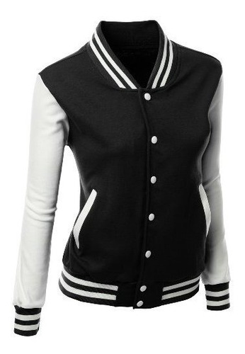 Tejido Elegante Chaqueta De Béisbol Negro Yl5qn