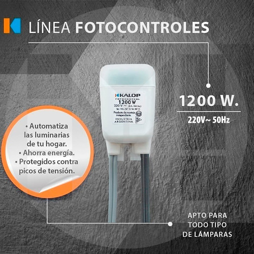 Fotocontrol Fotocelula Con Sensor 1200w Universal Kalop