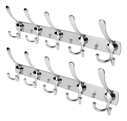 Perchero De Pared 5 Ganchos Acero Inoxidable Resistente