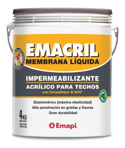Membrana Liquida Impermeabilizante Emacril Emapi 10kg