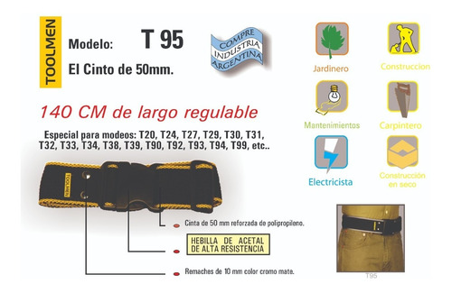 Imagen 3 de 7 de Toolmen T90 Cartuchera Portaherramientas Con Cinturon T95