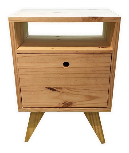 Mesa De Luz Mesita Vintage Nordica Retro Madera Pino H1
