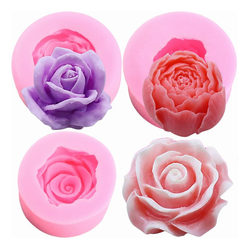 Hu Molde De Silicona Con Forma De Flor Rosa For Velas, 3