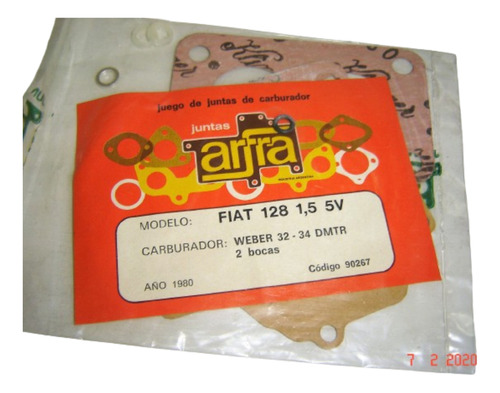 Junta Carburador Weber  32-34 Dmtr Fiat 128 1.5 5v 1980 267