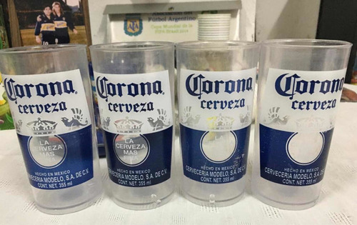 Cerveza Corona-lote X 4 Vasos Plásticos-publicidad-coleccion