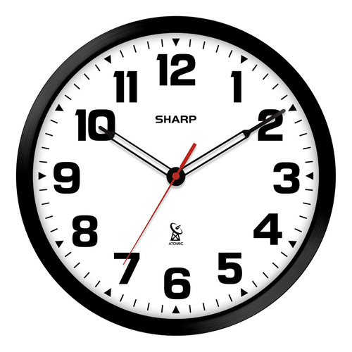 Sharp Reloj De Pared Analógico Atómico De 12 Pulgadas, Ma.