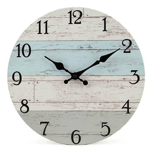 Reloj De Pared Redondo Decorativo De Madera Silencioso Sin T