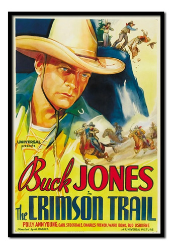 Cuadro Buck Jones Western Pelicula 1935 Hd Marco Madera 