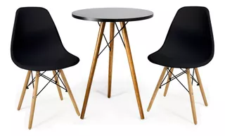 Mesa Branca Eiffel Redonda 60cm + 2 Cadeiras Eames Elegância