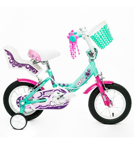 Bicicleta Infantil Nena De Paseo Rodado 12 Canasto Color Verde