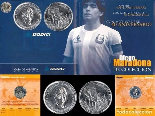 Moneda Conmemorativa 40 Años Diego Armando Maradona