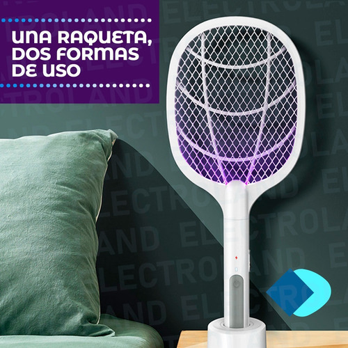 Imagen 3 de 10 de Raqueta Eléctrica Con Luz Mata Mosquitos Recargable 2 En 1