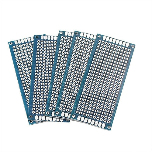 Pack 5 Placas Perforadas Pcb Fr4 Doble Cara, Dim. 30 X 70mm 