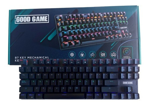 Teclado Gamer Good Game 80% Querty Rainbow Blue Switch Esp Negro Español Latinoamérica