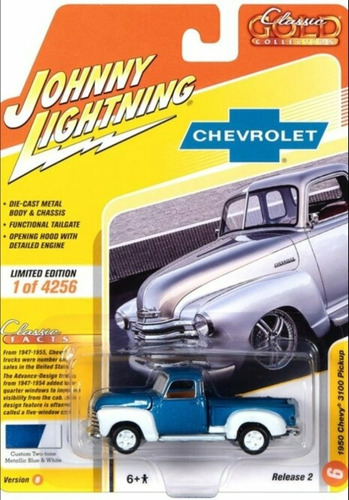 Johnny Lightning 1:64 1950 Chevy 3100 Pickup Azul Camioneta