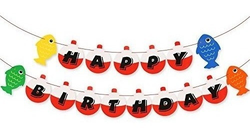 Pesca Feliz Cumpleaños Bobber Banner Little Fisherman Kids