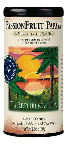 Té Negro Pasiflora Papaya De La República De Té, Lata 50 Bol