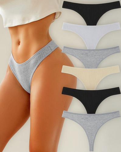 Pack De 6 Tangas De Algodón Para Mujer De Finetoo