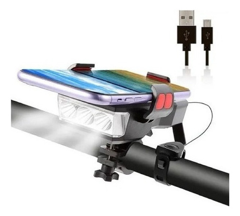 M Lanterna Carregador Farol Bicicleta Usb Suporte Celular