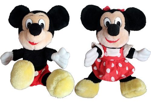 Peluches Mickey Y Minnie 23cm Vintage (con Detalles) Negro (Usado)