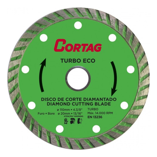 Disco Diamantado Eco Turbo 110x20 Mm 60598 Cortag