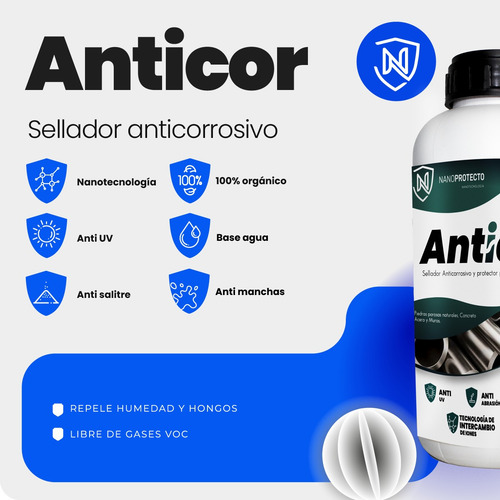 Anticor Sellador Anticorrosivo Protector Impregnador 1 Litro Transparente Mate