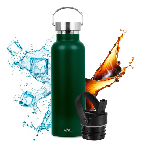 Termo Para Café Y Agua 2 Tapas Acero Inoxidable 25 Oz 750 Ml Color Verde