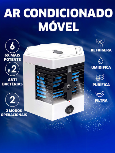 Mini Ar Condicionado Climatizador Portátil Usb Mesa Carro Cor Branco