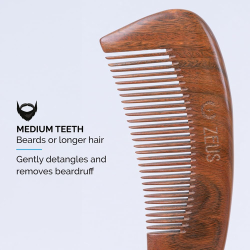 Peine De Barba Zeus Boomerang De Sándalo M31 Con Funda Color