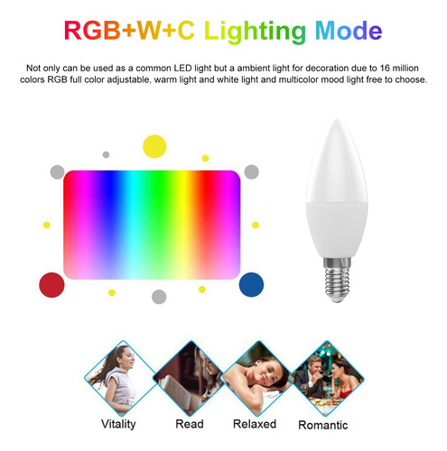 Aplicación De Teléfono Inteligente Con Bombilla Wifi, Rgb+w+