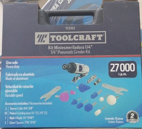 Imagen 2 de 2 de Mini Esmeriladora Neumatica 1/4 Toolcraft Rectificador