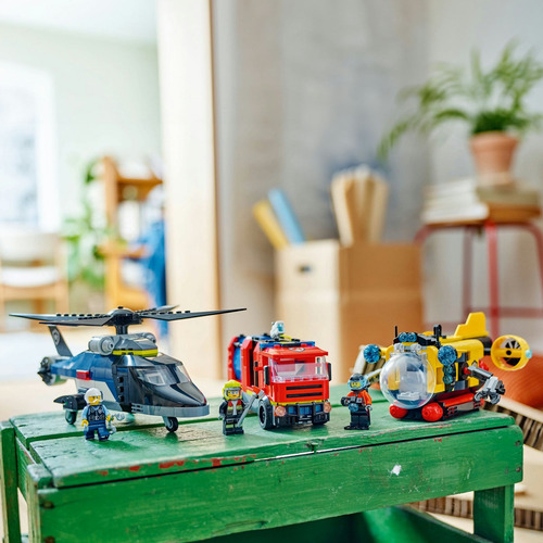 Lego City: Helicóptero, Camión De Bomberos Y Submarino 60462